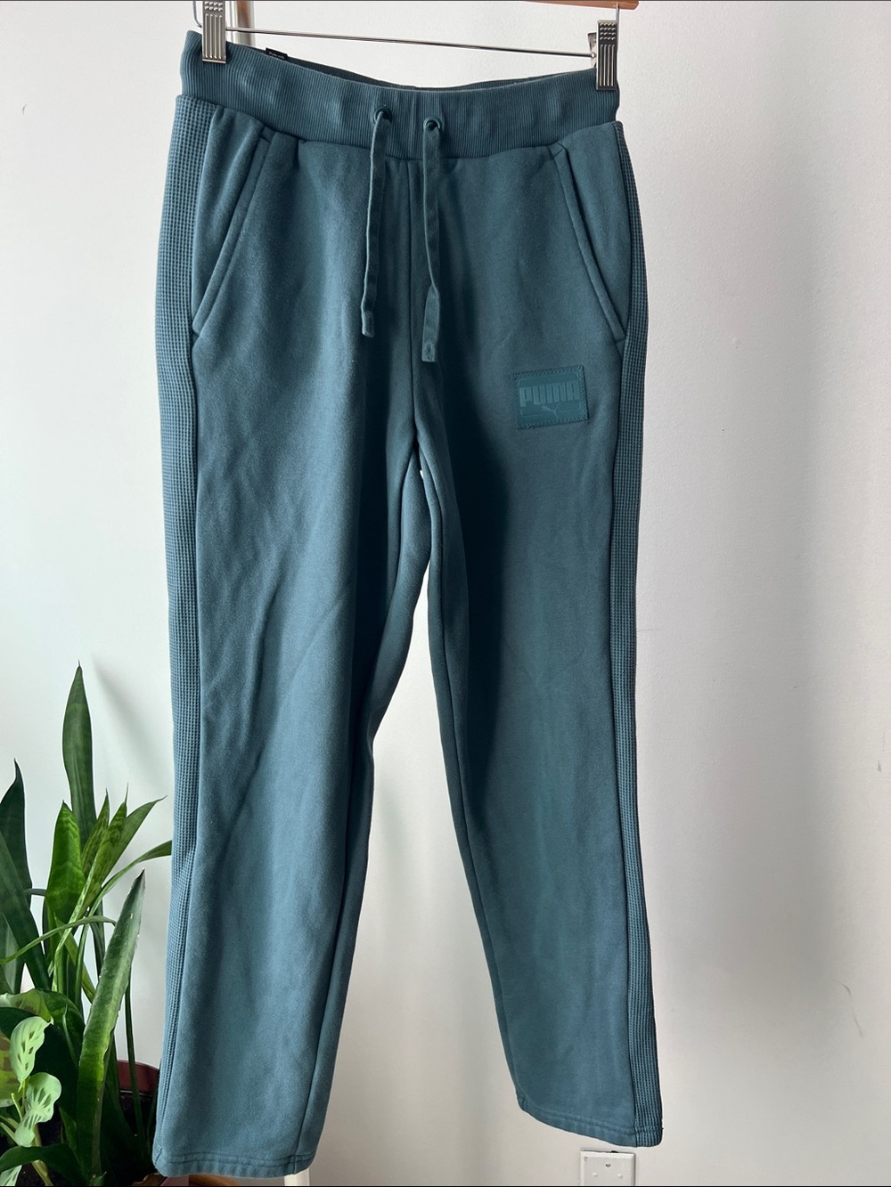 Puma Teal Women's Drawstring Track Pants cotton S